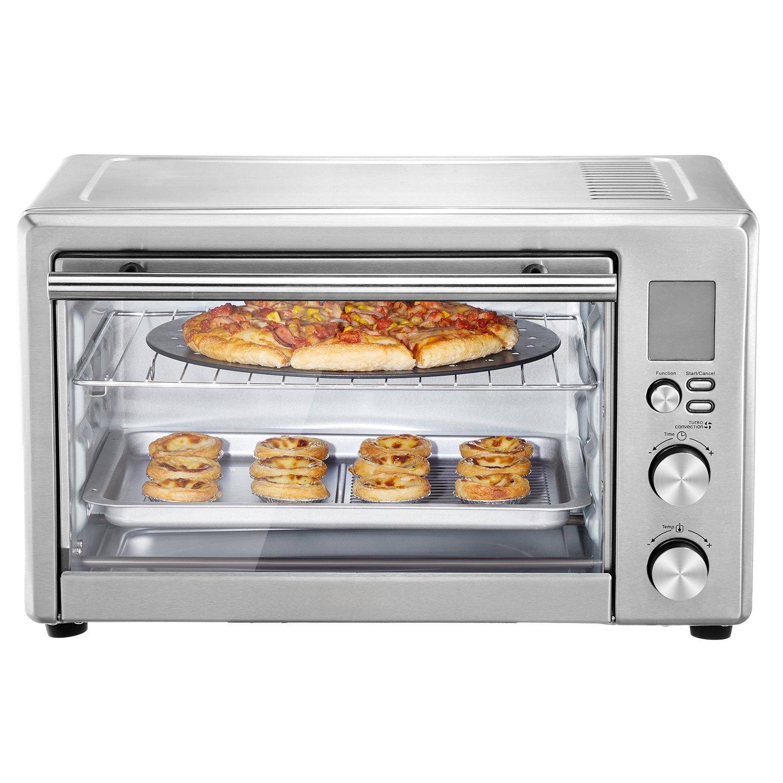 Alt View 8. Glintex - 28L Countertop Convection Oven Toaster Baker 10-in-1 1800W Multi-Function Electric Oven for Home - Silver.