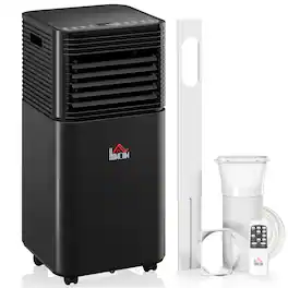 Homcom - BTU Portable Air Conditioner with Dehumidifier, Cooling Fan, Sleep, Remote, 24H Timer - Black