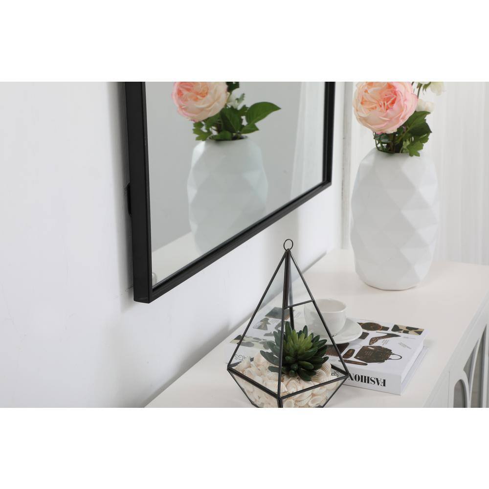 Left. Elegant Decor - Metal frame rectangle mirror 30 inch in Black - Black.