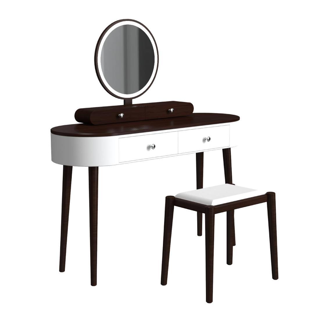 Alt View 7. Ecooso - Makeup Vanity Table Set with LED Mirror and 3 Spacious Drawers - Brown.