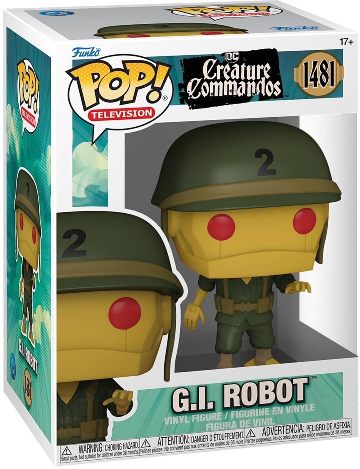 Funko POP! Television DC Creature 1481 G.I. Robot 2 1 2 BL ROBUT TM G.I. ROBOT VINYLE FIGURINE EN FIGURE / VINYL DE VINIL ASFIXIA. FIGURA ADVERTENCIA: PELIGRO DE años menores de 36 meses ATTENTION: DANGER D'ETOUFFEMENT. Partes pequeñas. No es adecuado para menores de 36 meses CHOKING HAZARD. convient pas aux enfants WARNING: Small parts. Not suitable for children Petites pieces. Ne esacuado para niños menores de 36 meses.