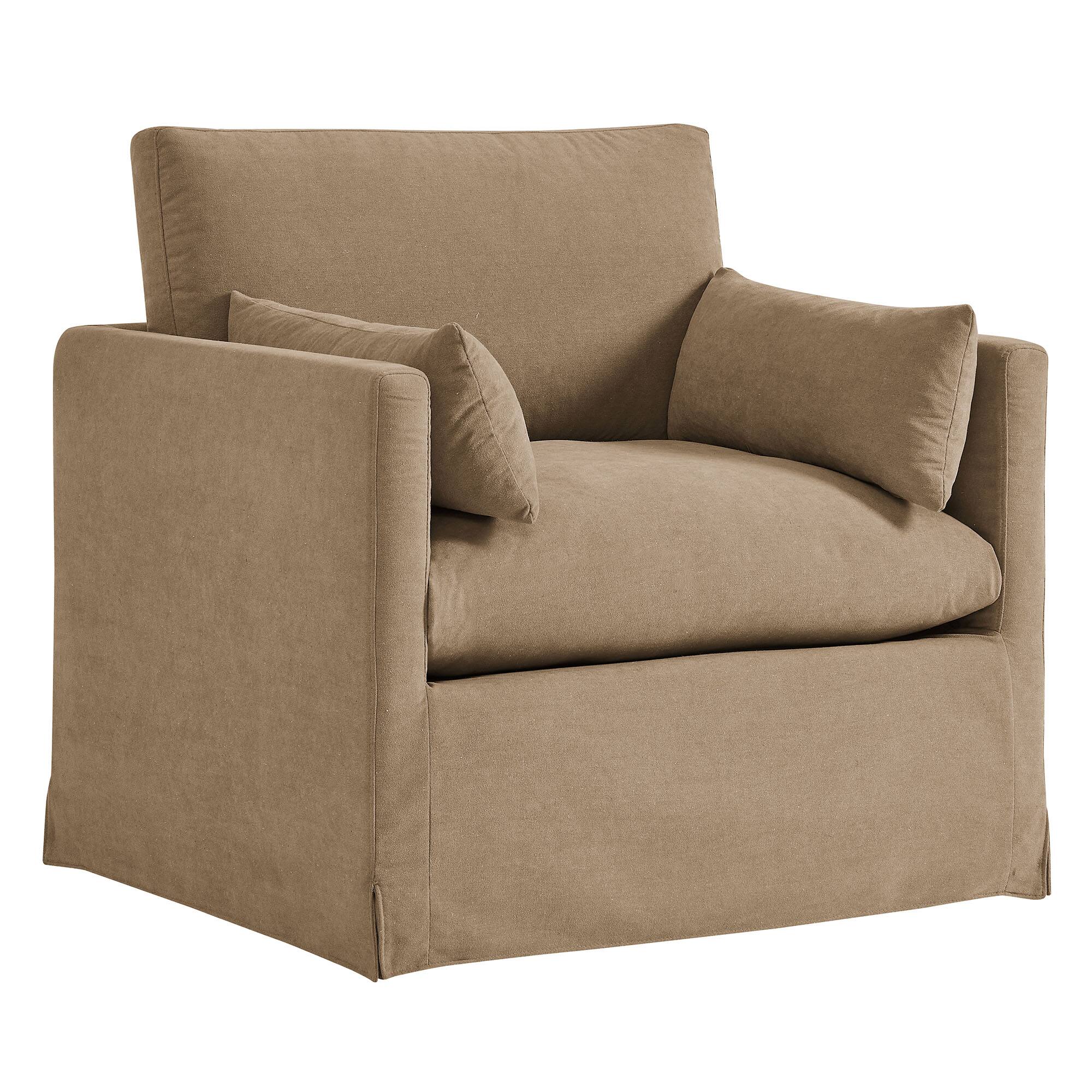 Angle. Modway - Wellfleet Slipcovered Linen-Blend Armchair by Modway - Almond.