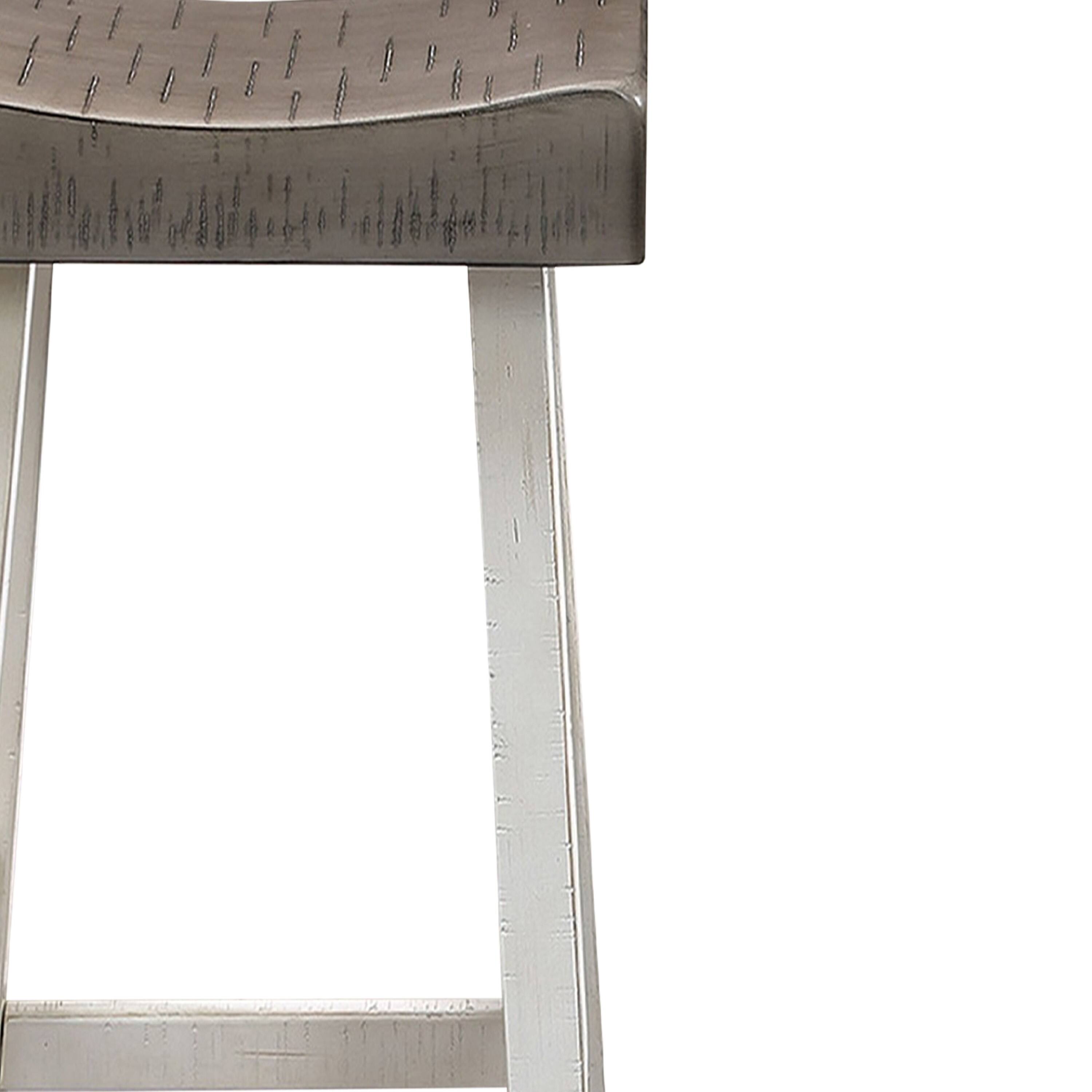 Left. Manhattan Lane - Bianca Barstool Set of 2, Saddle Seat,Solid Wood - Gray, White.
