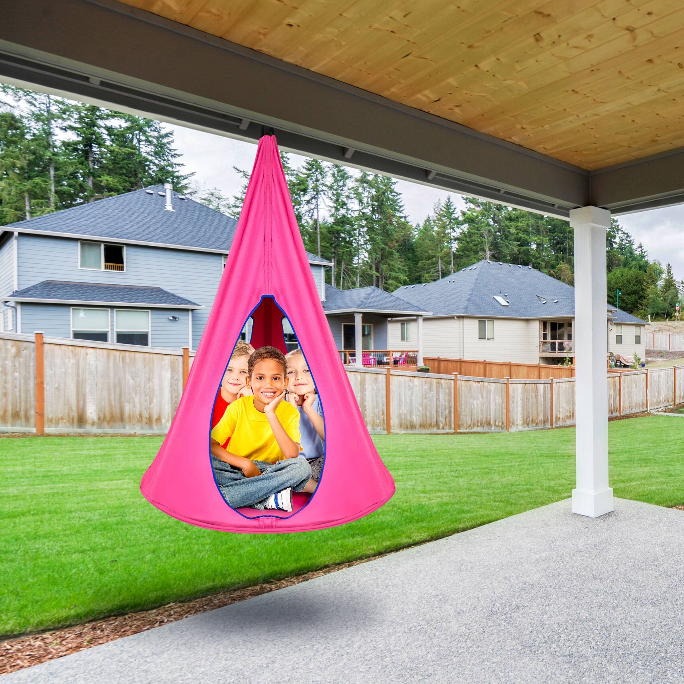 Alt View 3. Sorbus - Sorbus Pod Swing for Kids,  Durable Hanging Hammock Chair w/Adjustable Rope,  2 Windows & 1 Entrance.