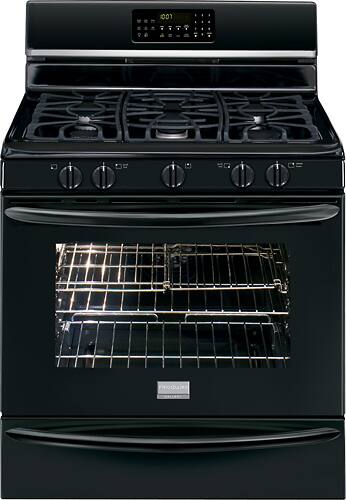 Front. Frigidaire - Gallery 5.0 Cu. Ft. Self-Cleaning Freestanding Gas Convection Range - Black.