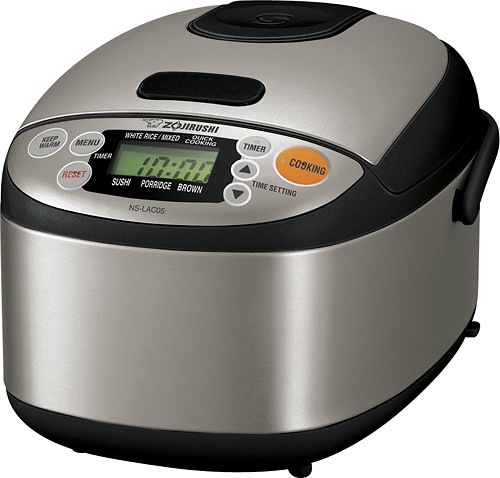 Best Buy: Zojirushi Micom 3-Cup Rice Cooker and Warmer  Stainless-Steel/Black NS-LAC05XT