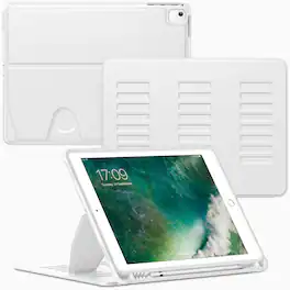 VIKESI - For iPad Air 2/1 & iPad 6th/5th Gen 9.7" Magnetic Multi-Angle Stand Case with Pen Holder - White