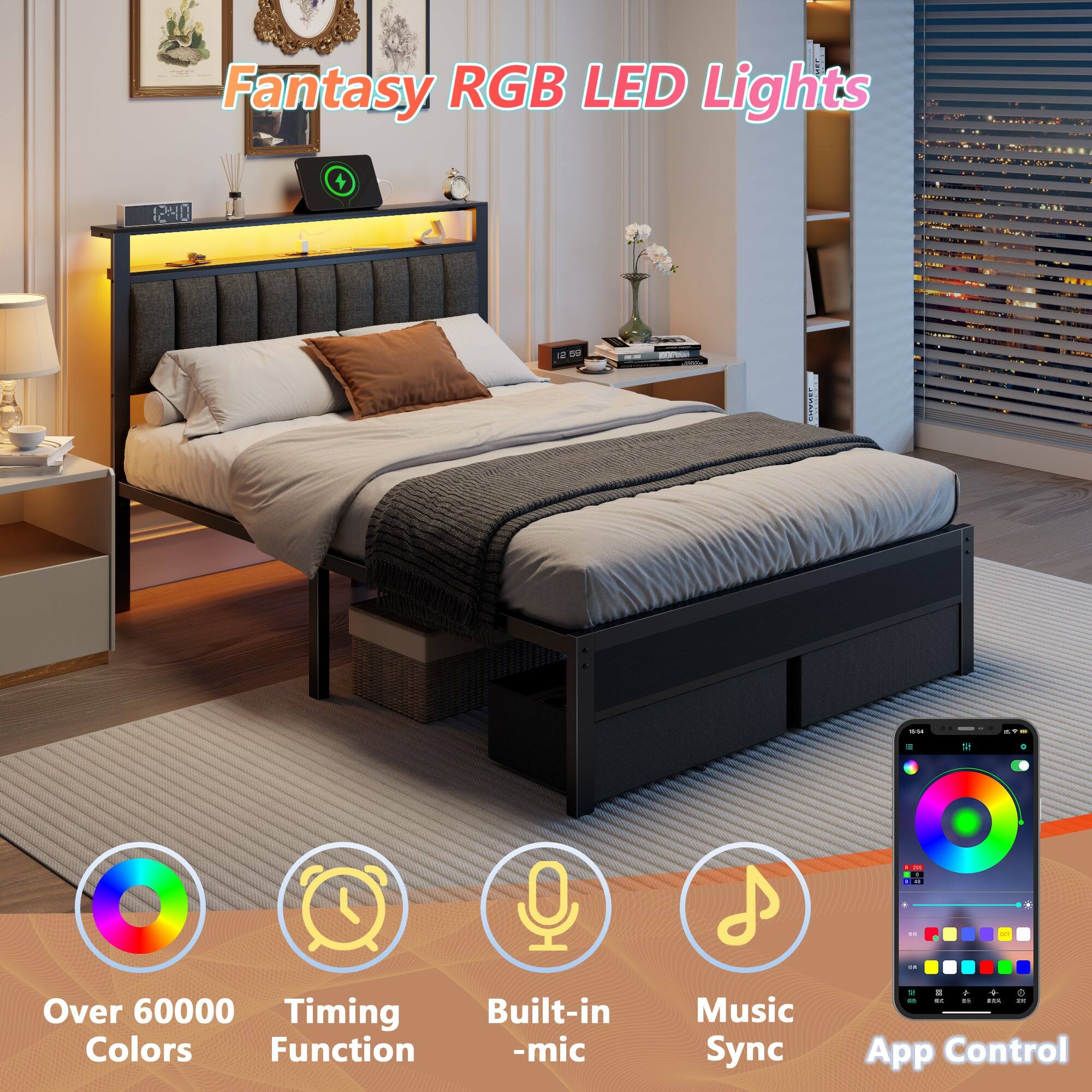 Fantasy RGB LED Lights

- Over 60000 Colors
- Timing Function
- Built-in Mic
- Music Sync
- App Control