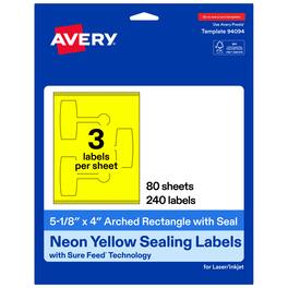 Avery - Avery® Sealing Labels, 5-1/8" x 4", Neon 240 Total - Yellow