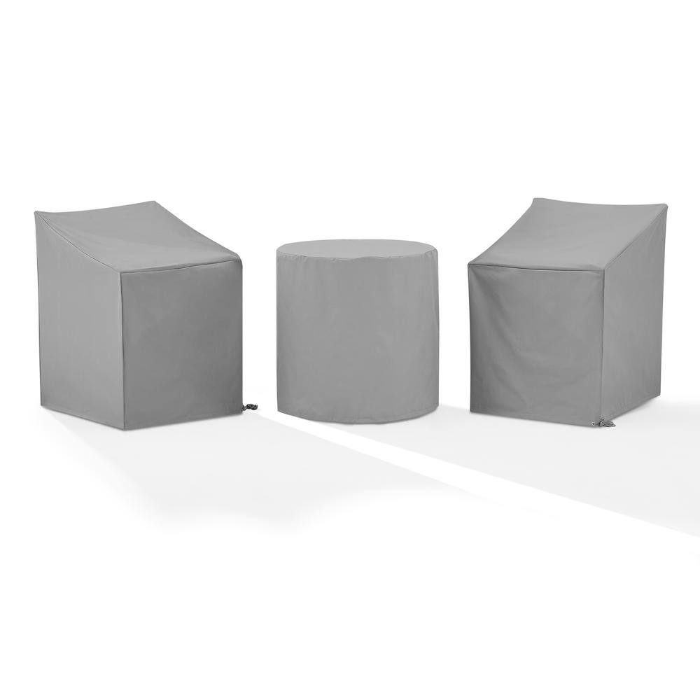 Back. Crosley Furniture - 3Pc Outdoor Bistro Furniture Cover Set - 2 Dining Arm Chairs & 1 Bistro Table - Gray.