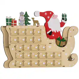 Homcom - Reusable Wooden Advent Calendar with 24 Drawers, Christmas Countdown Gift - Natural Wood