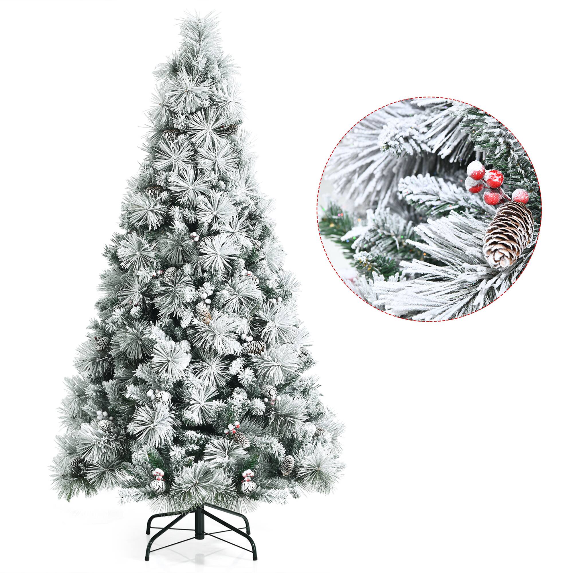 Alt View 8. Gymax - Gymax 6 FT Artificial Christmas Tree Snow Flocked Hinged Xmas Tree Holiday Decor - Green.