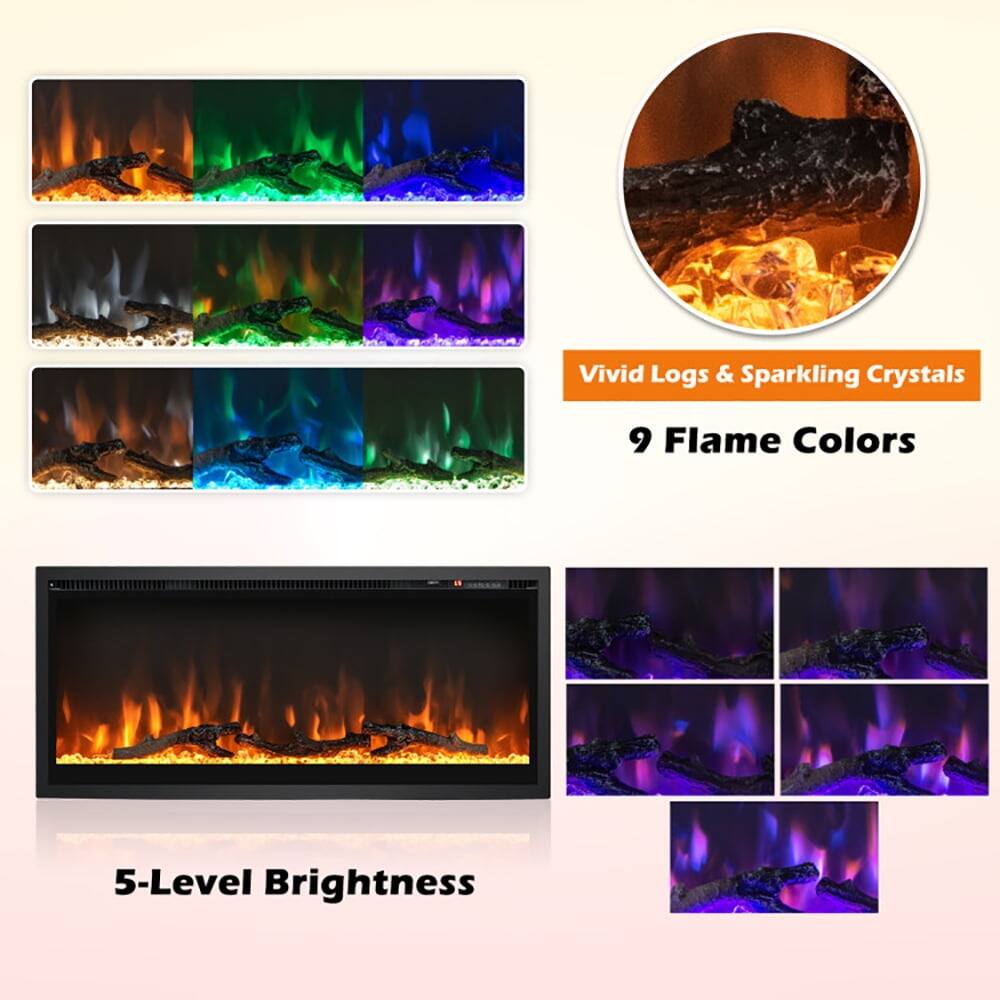Vivid Logs & Sparkling Crystals  
9 Flame Colors  
5-Level Brightness