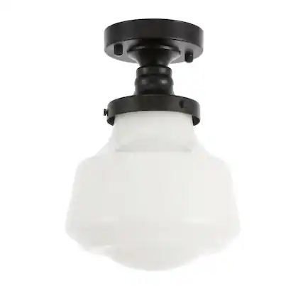 Front. Living District - Lyle 1 light Black and frosted white glass Flush mount - Black And Frosted White Glass.