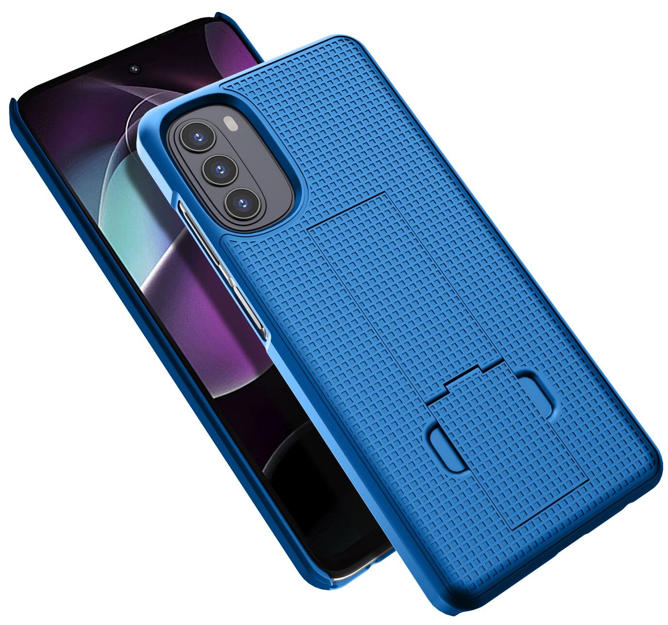 Alt View 4. Nakedcellphone - Slim Case for Motorola Moto G 5G (2022) (with Kickstand) - Blue.