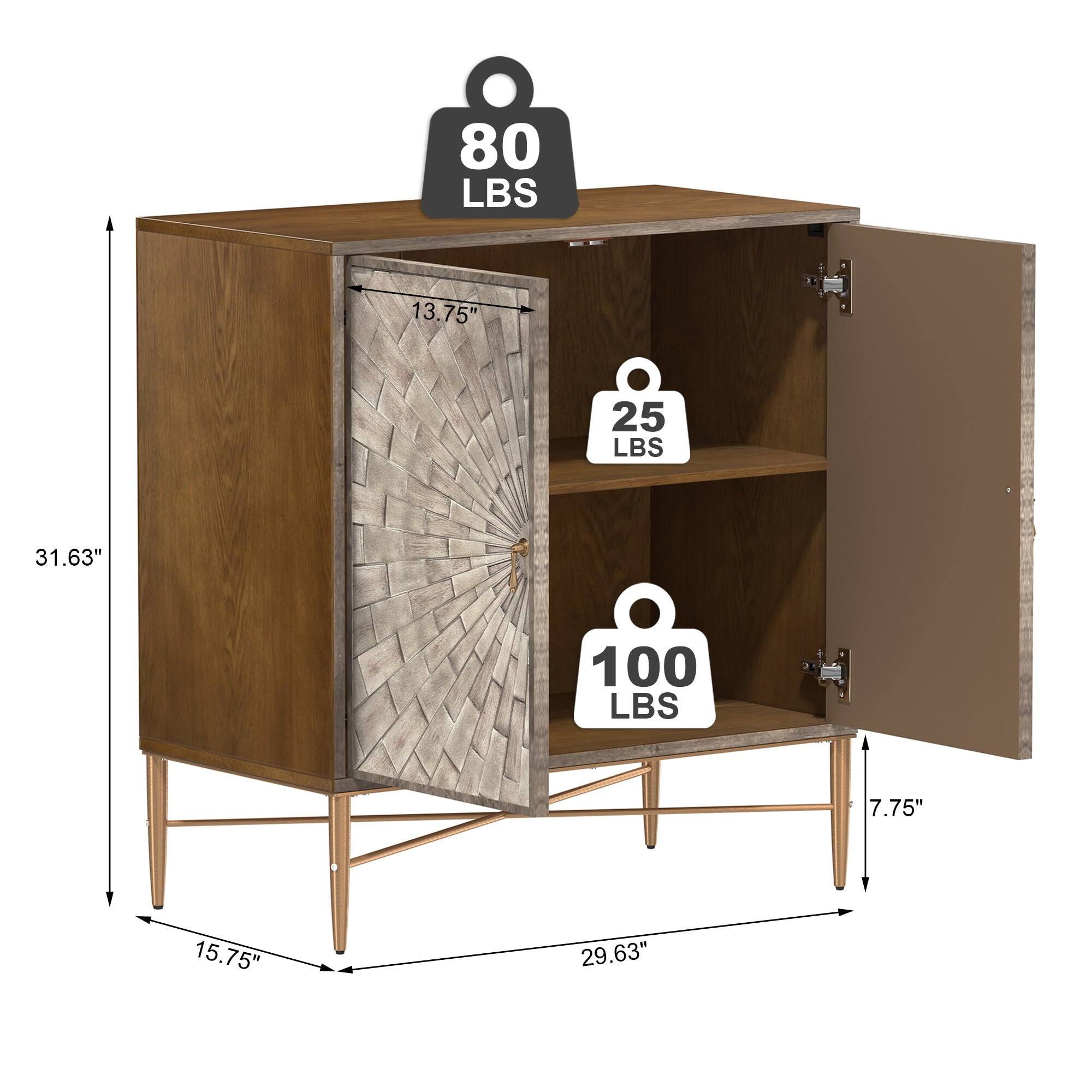 80 LBS
25 LBS
100 LBS
13.75"
7.75"
15.75"
31.63"
29.63"