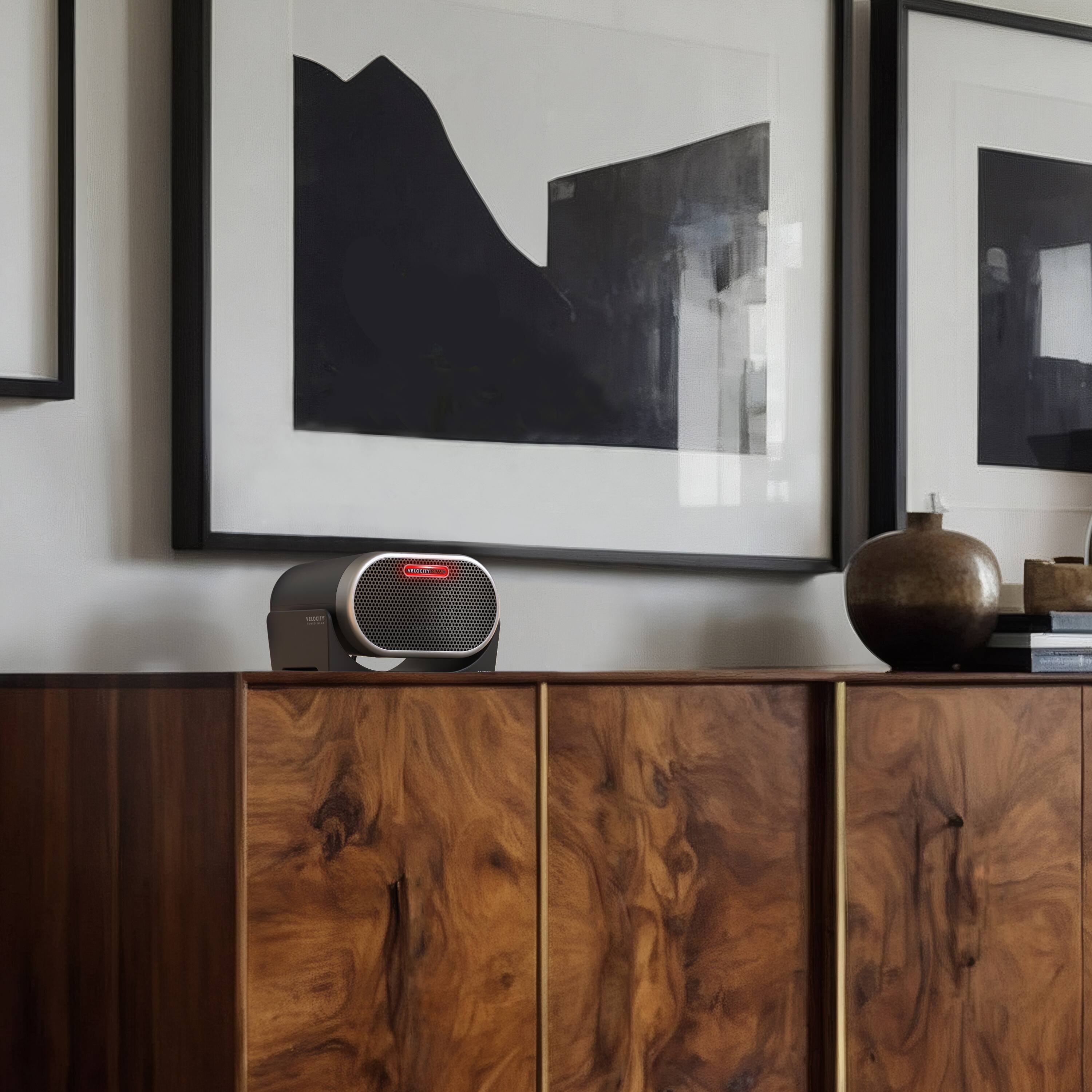 Angle. Vornado - VC-01 1500 Watt Black Indoor Electric Ceramic Fan Space Heater with Advanced Safety Features - Black.