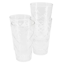 Gibson - Home Lattice 4 Piece 16 Ounce Glass Tumbler Set - Clear