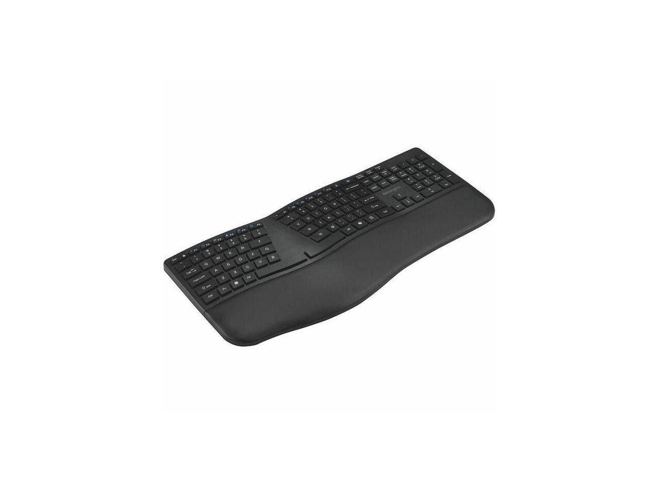 Front. Kensington - Kensington KB680 EQ Ergo Keyboard - Wireless Bluetooth/RF - USB A - Windows/Mac - Black - Black.