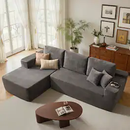 Ovios - 104" Modular Sectional Sofa with Chaise, Modern L Shaped Couch for Living Room - Grey(Corduroy, Left Facing)