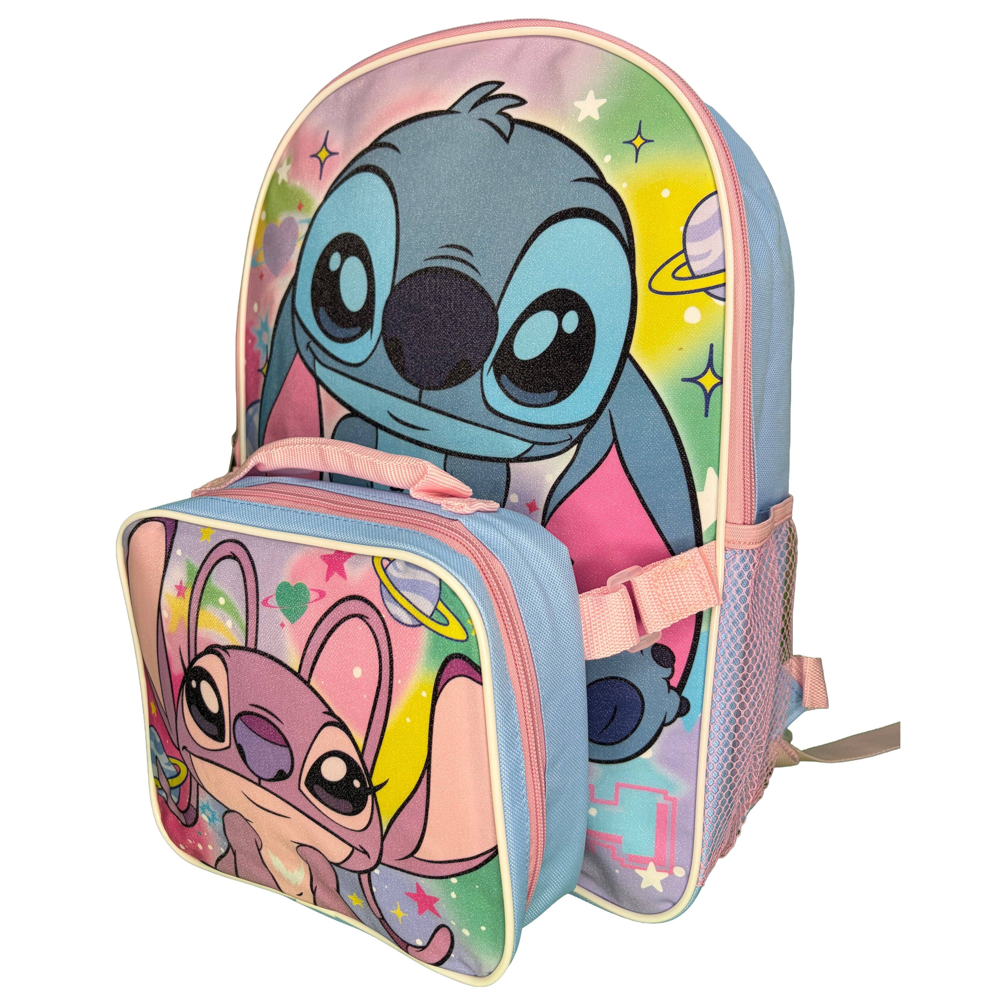 Alt View 2. Disney - Disney Stitch and Angel 16" Shoulder Backpack for School with Rectangular Lunch Bag, For Girls - Assorted Pre-Pack.