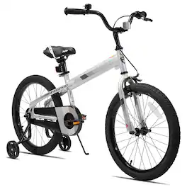 JOYSTAR - Whizz 20" Kids Bike for Toddler & Kids Ages 7-13, BMX Style Boys Bike with Training Wheels, Children Bicycles - Silver