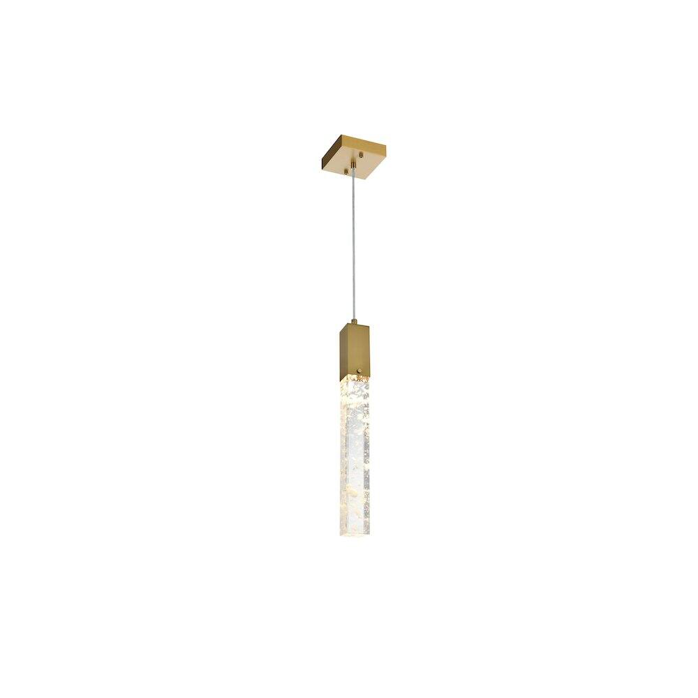 Angle. Elegant Lighting - Aurora 5 inch Pendant in Satin Gold - Satin Gold And Clear.