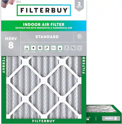 MADE IN THE USA
2 PACK FILTERBUY INDOOR AIR FILTER
SUITABLE FOR BOTH RESIDENTIAL & COMMERCIAL USE
MERV 8
STANDARD
FILTERBUY
MERV 8