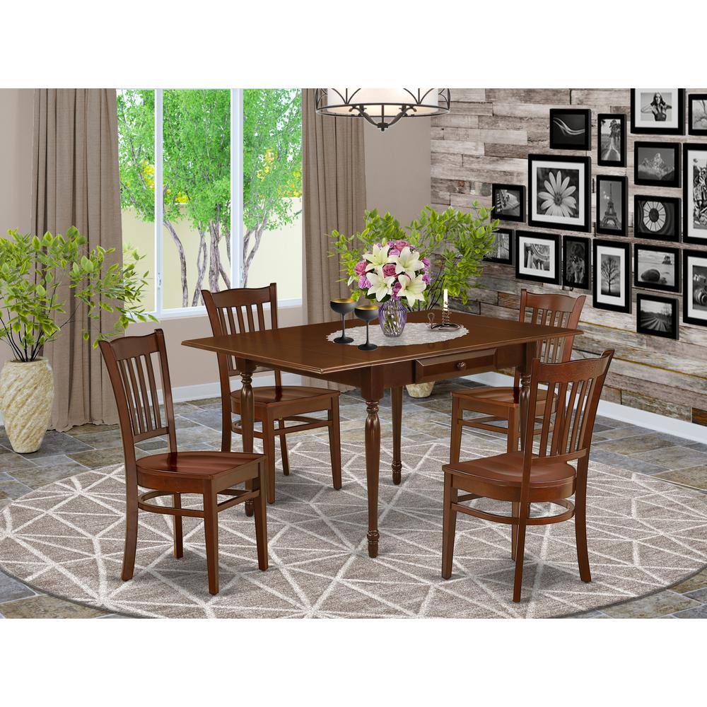 Angle. East West Furniture - Dining Room Set Mahogany - Brown.