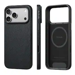 Pitaka - iPhone 17 Pro Max Case 6.9" with Camera Control Button, Tough Yet Elegant, Compatible with MagSafe, Aramid UltraGuard - Black/Grey (Twill)