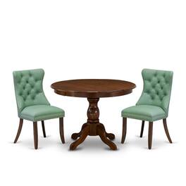 East West Furniture - 3 Piece Dining Set for Small Spaces - Brown