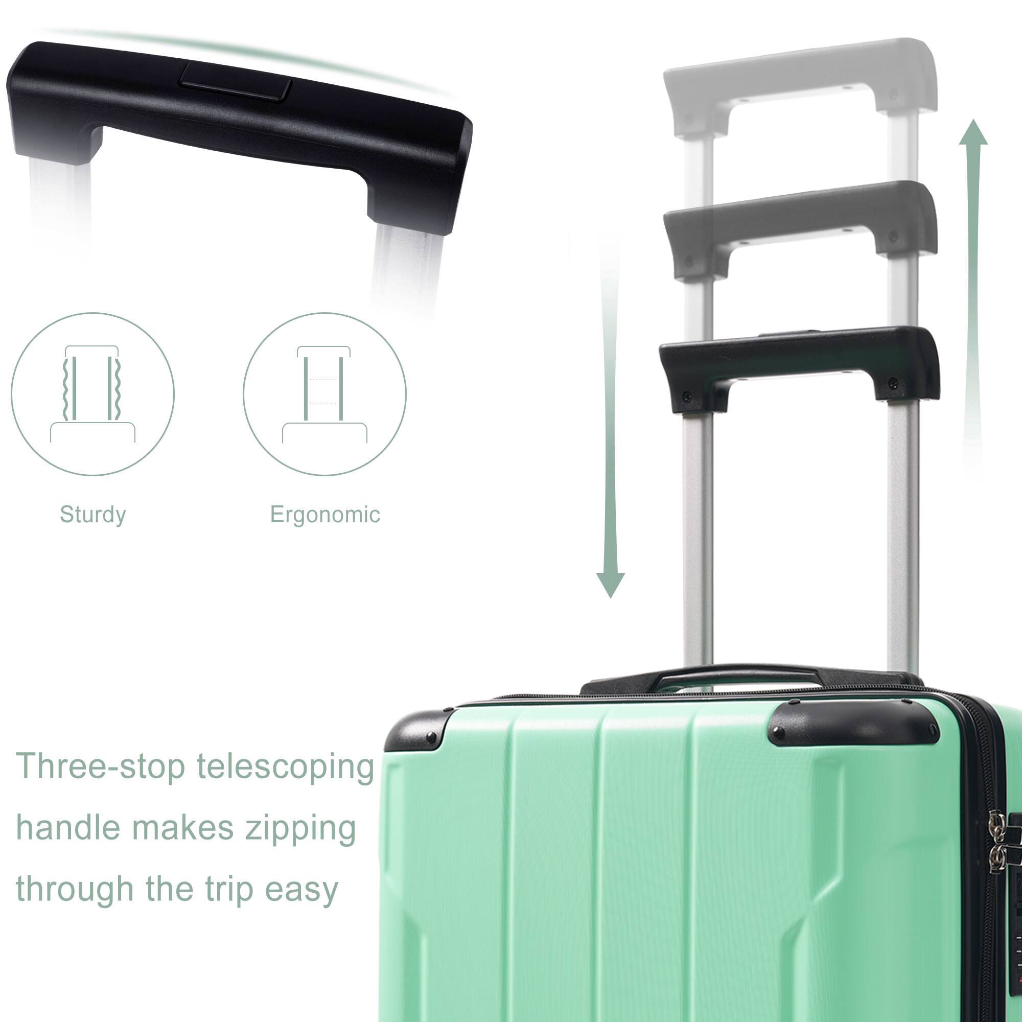 Sturdy Ergonomic Three-stop telescoping handle makes zipping through the trip easy

Sturdy  
Ergonomic  

Three-stop telescoping handle makes zipping through the trip easy