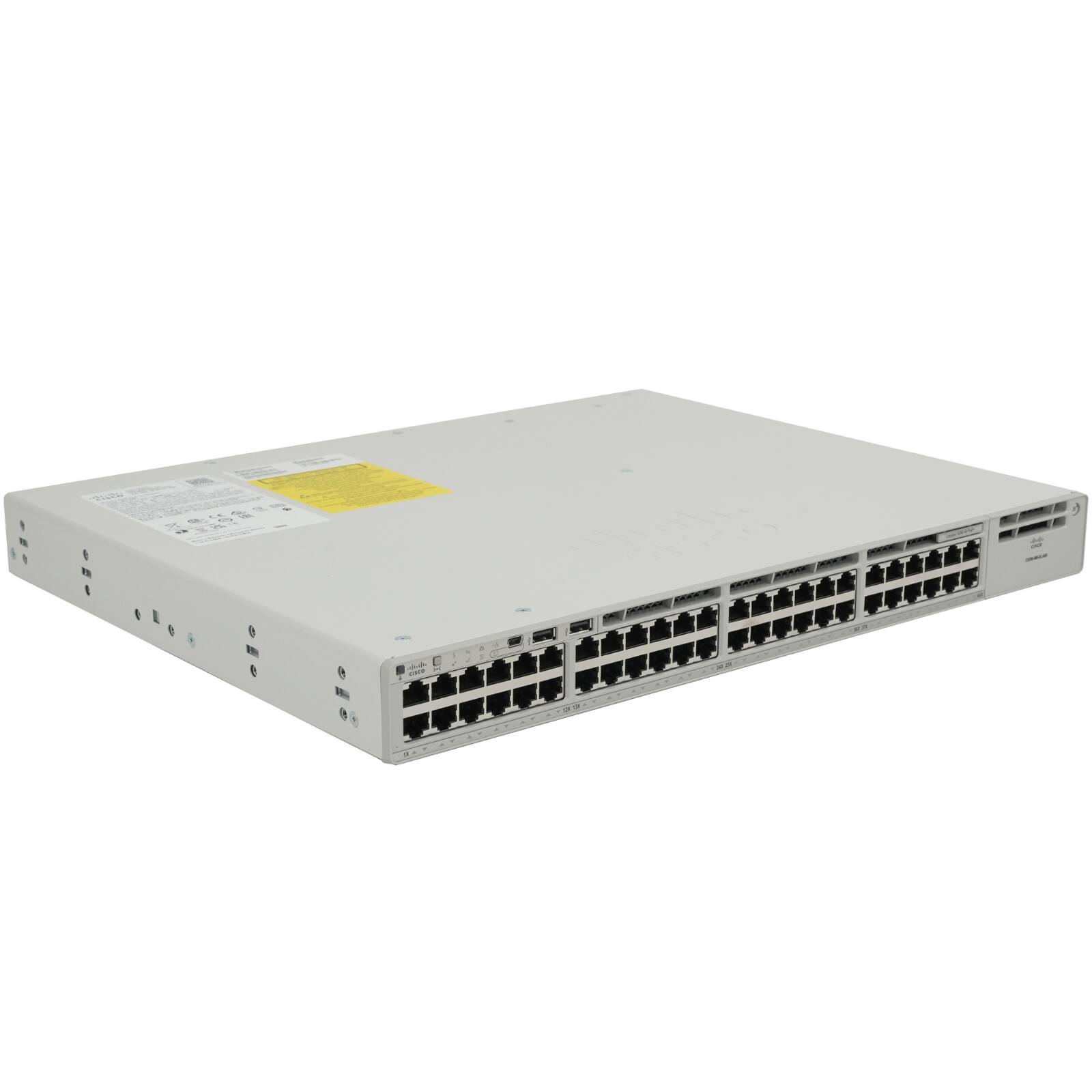 Angle. Cisco Consumer Products - Cisco Catalyst C9200-48P Ethernet Switch - 48 Ports - Manageable - Gigabit Ethernet - 10/100/1000Base-T - 3 Layer - Gray.
