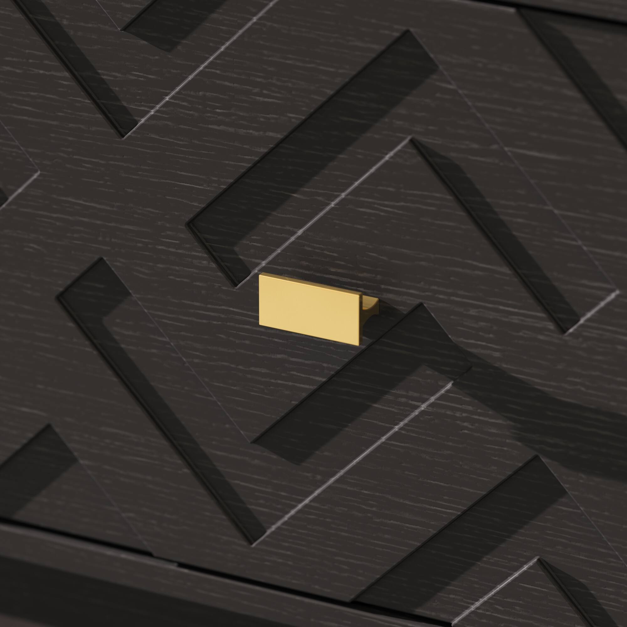 Alt View 5. FUFU & GAGA - Embossed Coffee Table with Dual Drawers and Artistic Carved Design for Living Room - Black.