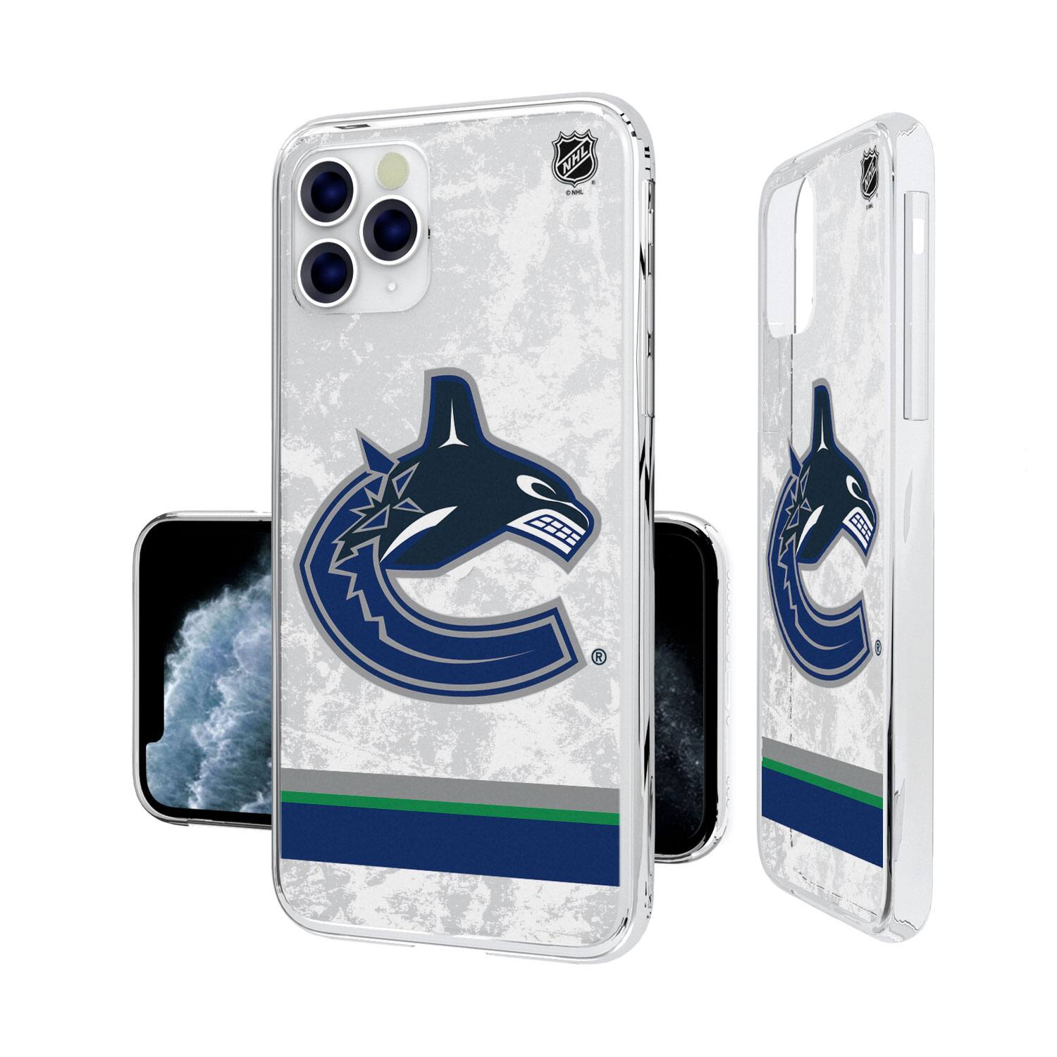 Alt View 3. Keyscaper - Vancouver Canucks iPhone Stripe Clear Ice Case - 12 mini - Multicolor.