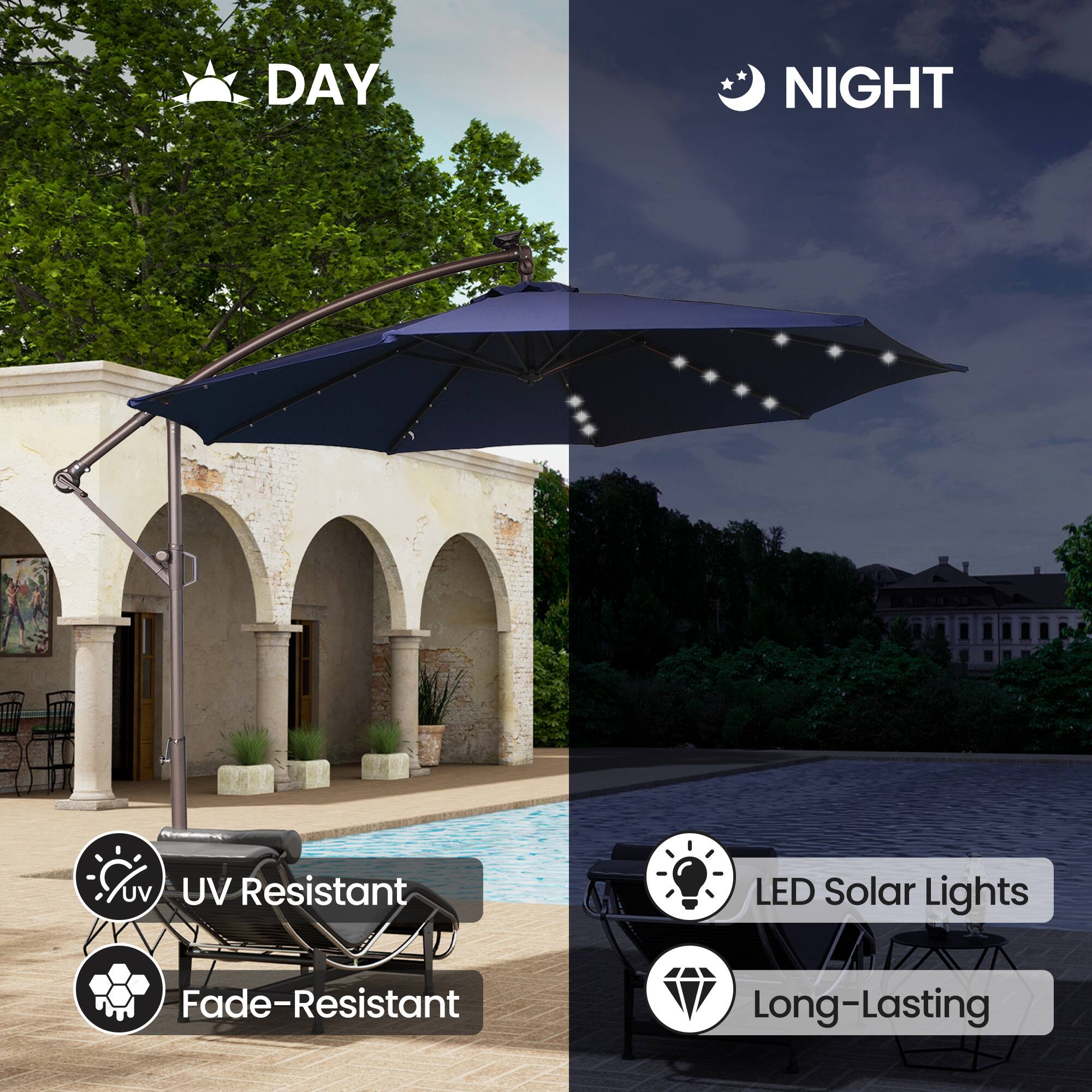 DAY NIGHT  
Cuv UV UV Resistant LED Solar Lights Fade-Resistant Long-Lasting