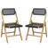 Alt View 6. Costway - 2 Piece Patio Folding Chairs with Woven Rope Seat & High Back Indonesia Teak Wood for Porch - Natural + Black.