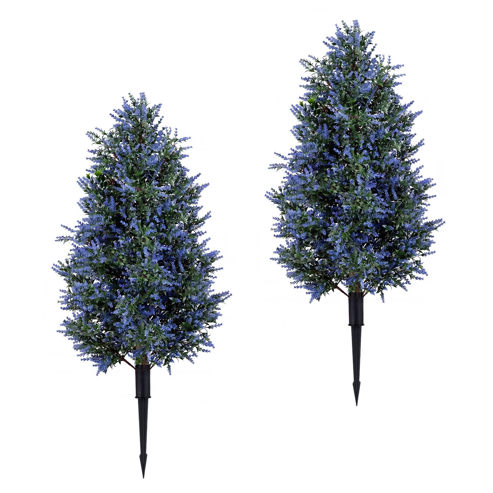 Costway - 2 Pack 3.3 ft Artificial Lavender Topiary Trees, Sun-Resistant Faux Cone Bushes - Green & Purple & Black price history on PriceWatchPro
