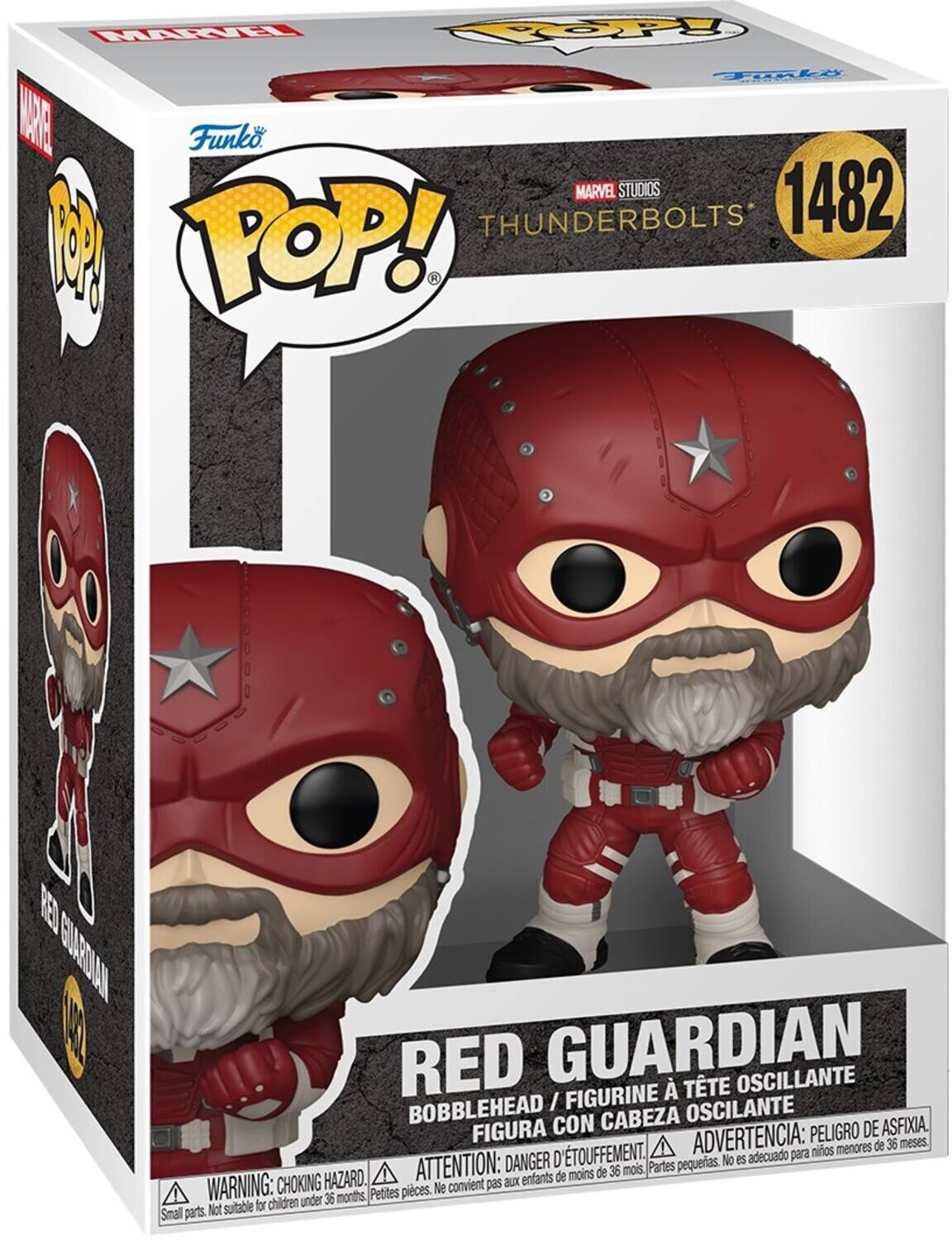 MARVEL STUDIOS 1482 THUNDERBOLTS I POP! F RED GUARDIAN TTE OSCILANTE BOBBLEHEAD / FIGURINE OSCILANTE FIGURA CON CABEZA DE ASFIXIA. ADVERTENCIA: PELIGRO DE ASFIXIA. ATTENTION: DANGER D'ETOUFFEMENT. WARNING: CHOKING HAZARD. Small parts. Not suitable for children under 36 months. Petites pieces. No es adecuado para niños menores de 36 meses. Partes pequeñas.