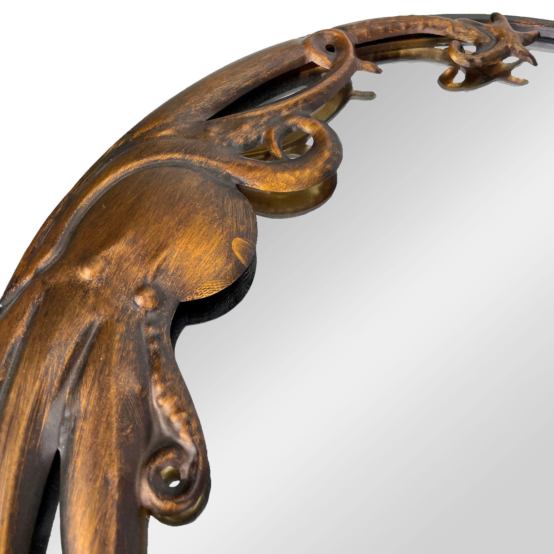 Alt View 2. Zeckos - Bronze Octopus Wall Mirror – 20-Inch Decorative Accent for Nautical Home Decor - Bronze.