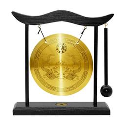 Refined Abode Design - Brass Feng Shui Gong Desk Zen Decor 7.5" Lucky Housewarming Gift - Double Dragon