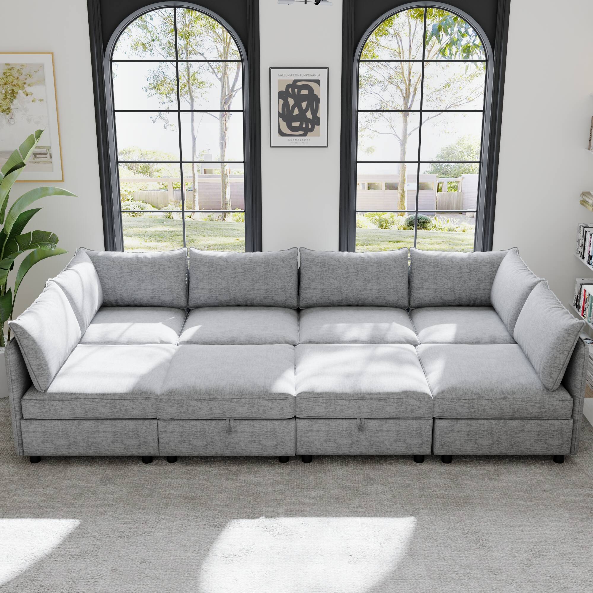 Angle. TinyHomie - Modular Sectional Sofa Seat with Storage Convertible Sleeper - gray.