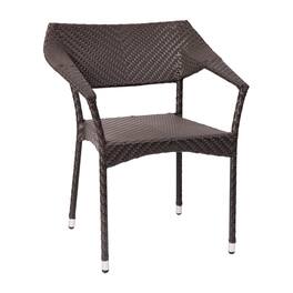 Emma + Oliver - Shasta Modern All-Weather Patio Dining Chair with Fade and Weather Resistant PE Rattan and Reinforced Steel Frame - Espresso