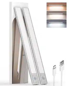 EZVALO - 14.74 in. Wireless USB Charging Integrated LED Linkable Under Cabinet Light Smart Recessed Lighting-2 Pack - White