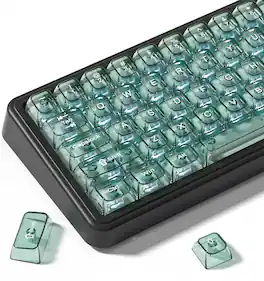 Womier - Clear keycaps,Transparent Crystal keycap Set,Shine Through MDA Profile for Cherry Mx Switches Mechanical Keyboard - TG-Green