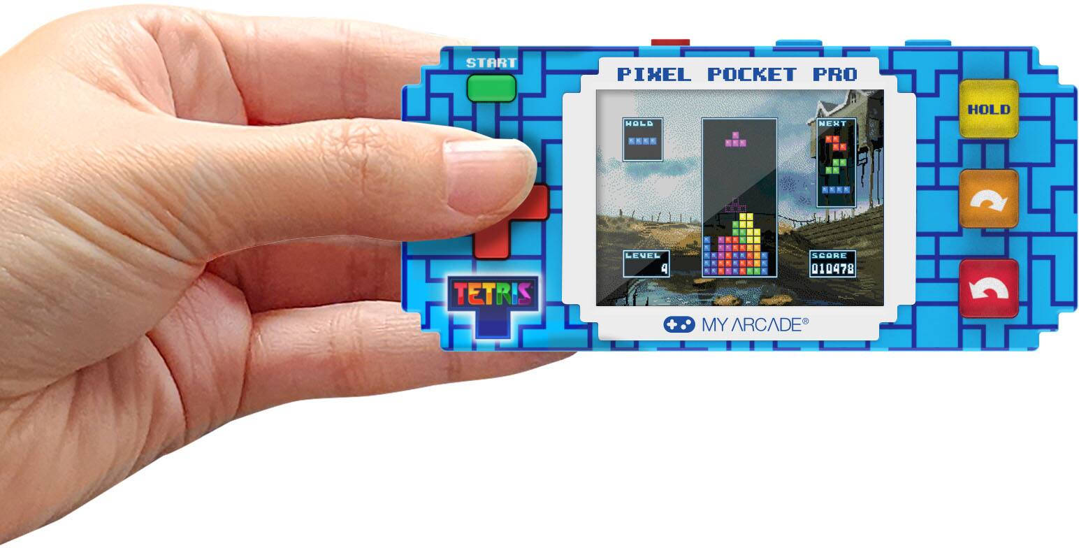 PIXEL POCKET PRO  
TETRIS  
LEVEL 4  
SCORE 010478  
MY ARCADE  

START  
HOLD  
NEXT  
HOLD