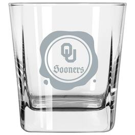 Logo Brands - Oklahoma Sooners 14oz. Frost Stamp Old Fashioned Glass - Multicolor