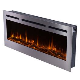 Touchstone Home Products - 50 in. Wall Mounted Recessed Sideline Deluxe Smart Electric Fireplace 1500W - Stainless Steel