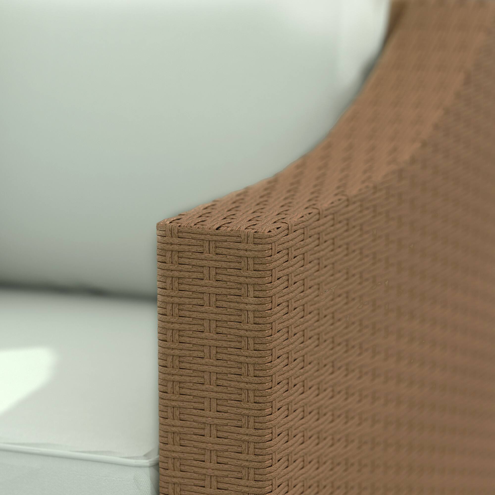 Alt View 8. Outsunny - 3 Seater Patio Sofa, Wicker Sofa with Cushions, Outdoor Furniture Rattan Couch with 2 Throw Pillows, Deep Seating - Light Gray.