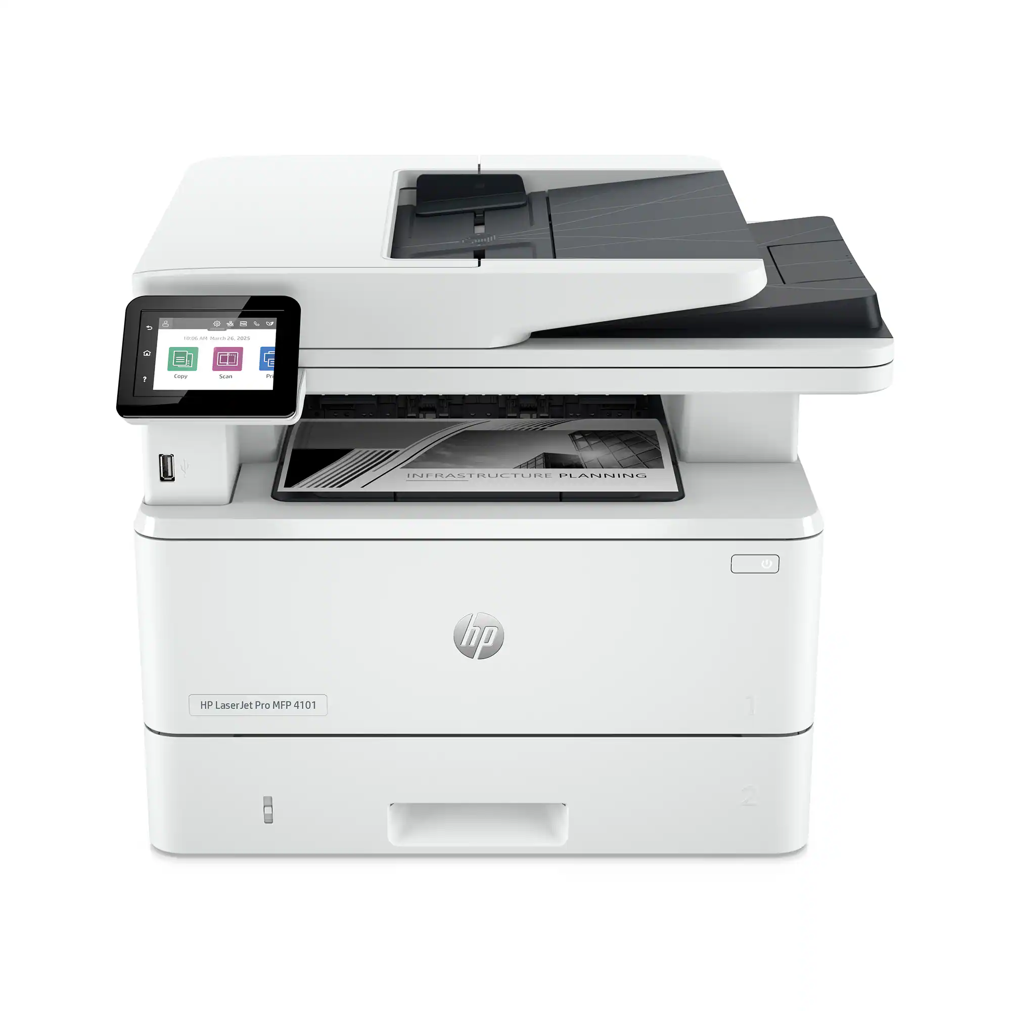 HP - LaserJet Pro MFP 4101fdn AI-Enabled Black-and- All-in-One Laser Printer - White